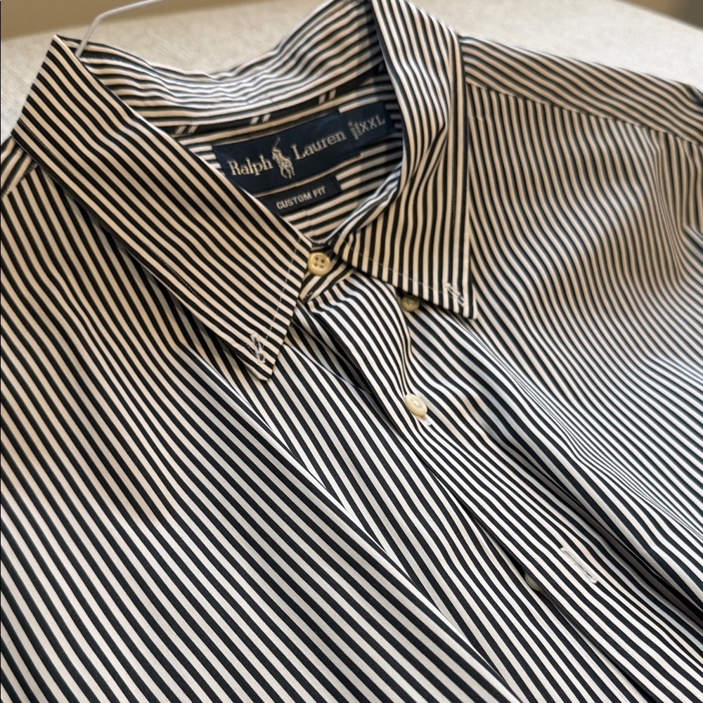 Ralph Lauren Men's Shirt with Black and White Stripes